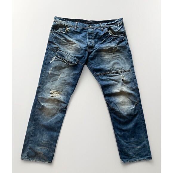 Vintage Akoo Brand Men's Distressed Studded Denim Jeans Size 44 VTG Y2K Hip Hop - Picture 4 of 8